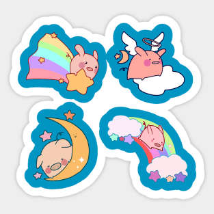 Four Rainbow Moon Pigs Sticker